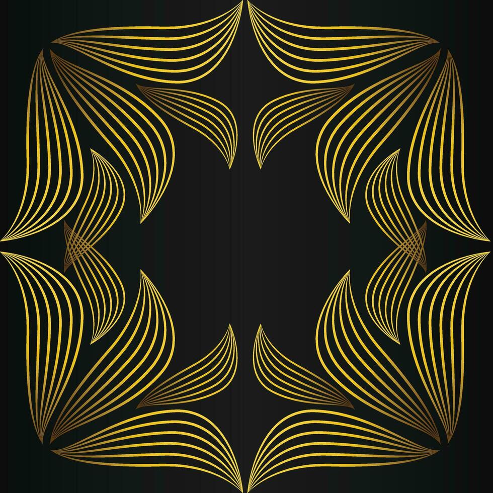 beautiful gold floral frame on black background vector