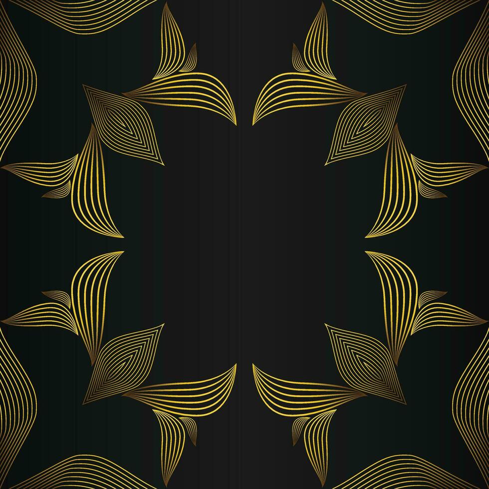 beautiful gold floral frame on black background vector