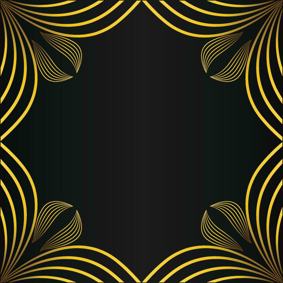 hermosa oro floral marco en negro antecedentes vector