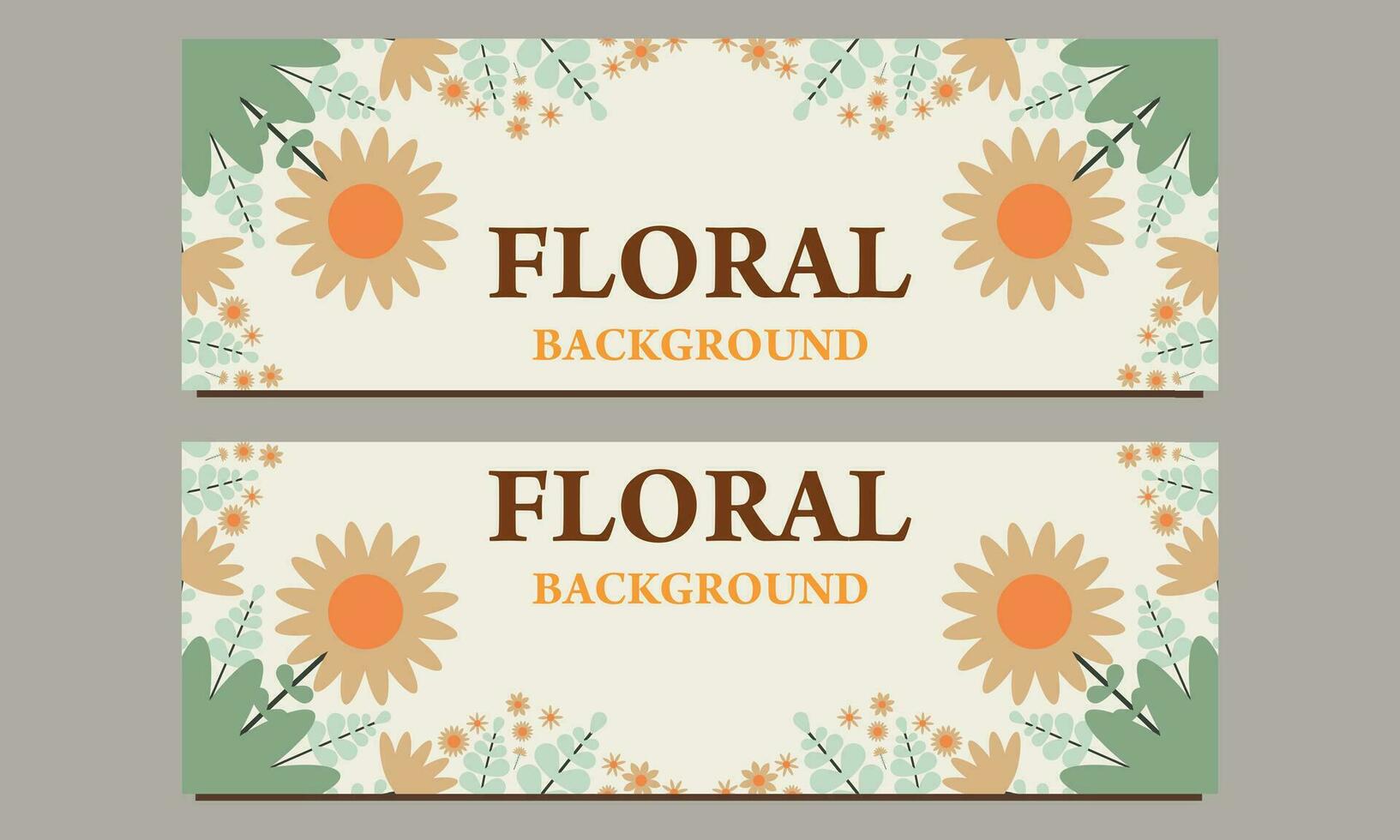 natural horizontal banner template with floral and flower ornament vector