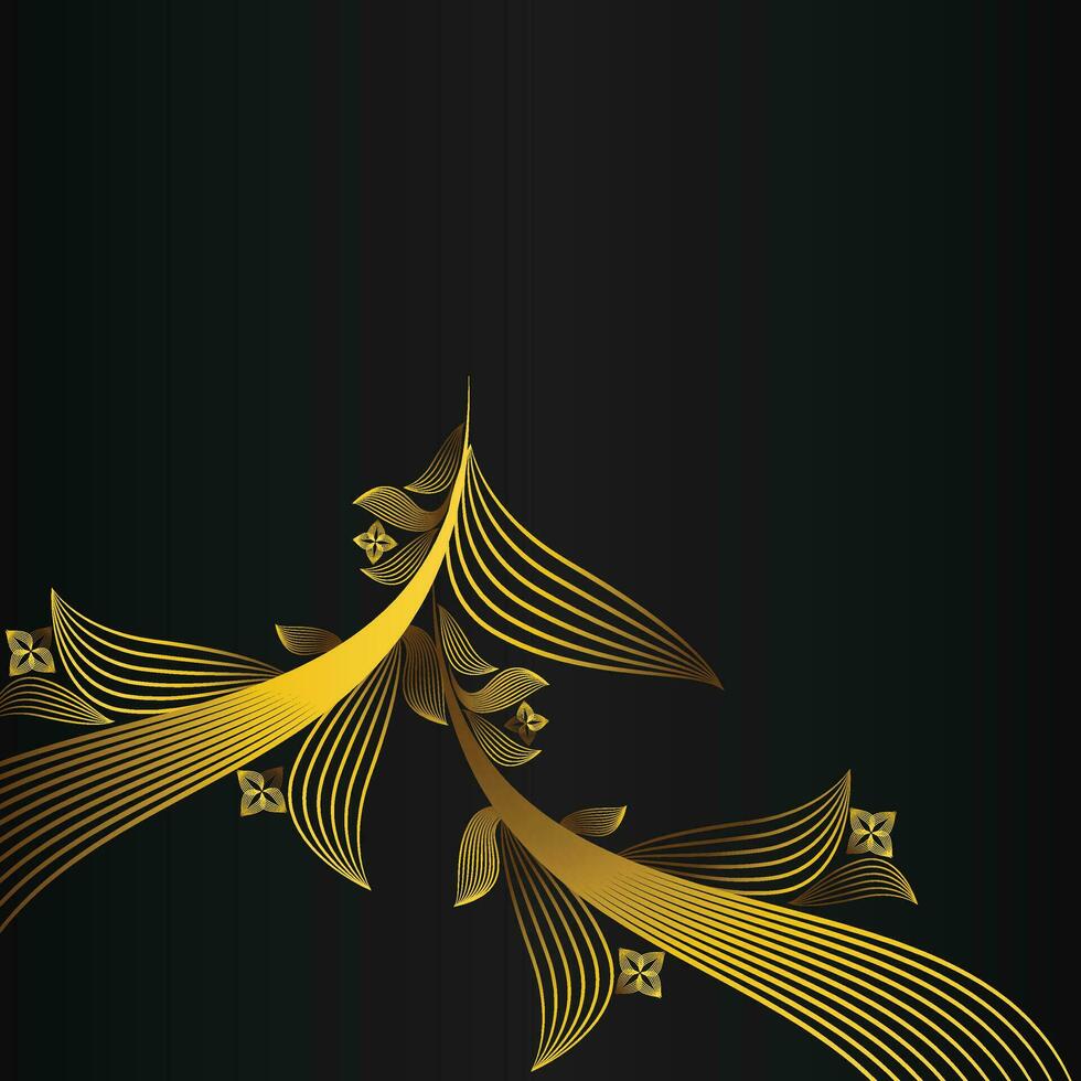 elegant gold floral frame border decoration on black background vector