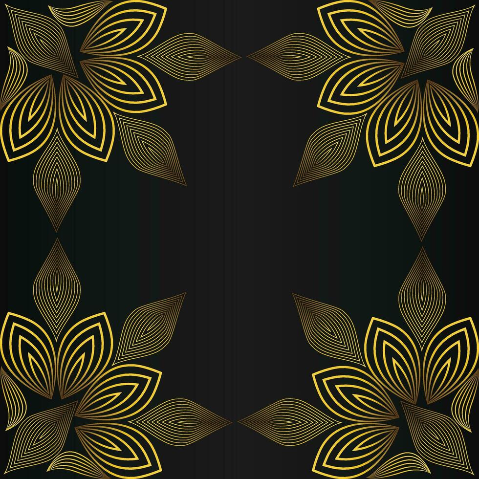 hermosa oro floral marco en negro antecedentes vector