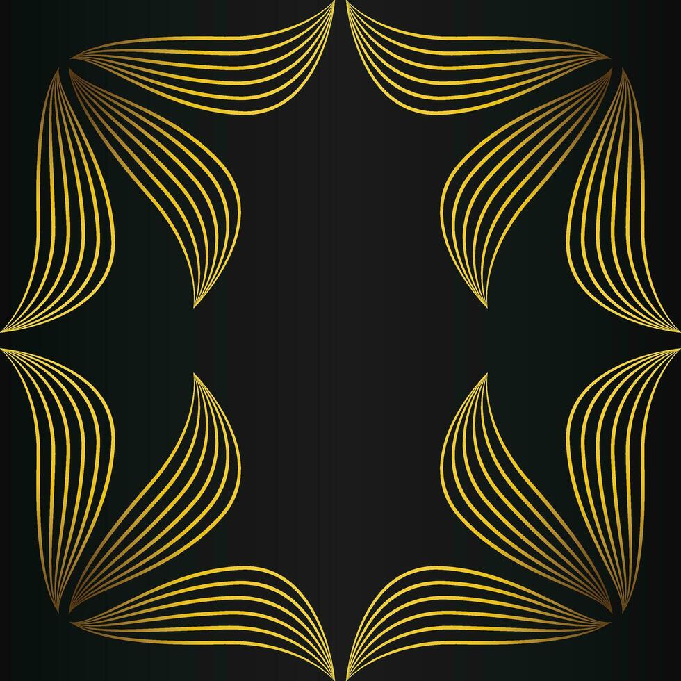 beautiful gold floral frame on black background vector