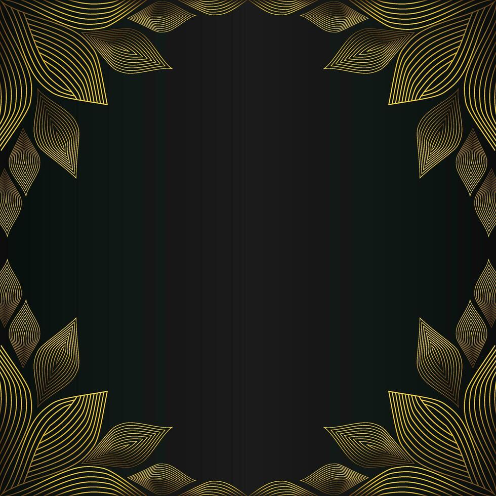 square frame with beautiful gold floral decoration on black background vector