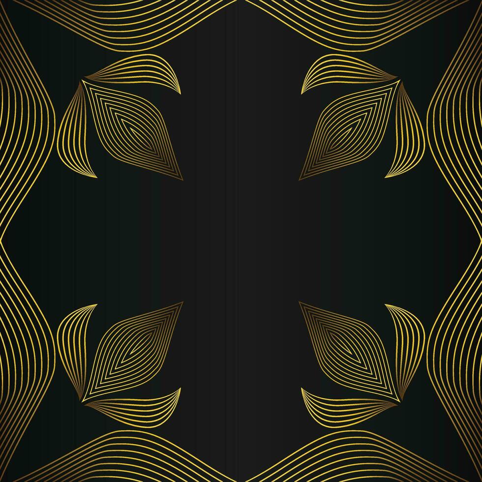 hermosa oro floral marco en negro antecedentes vector