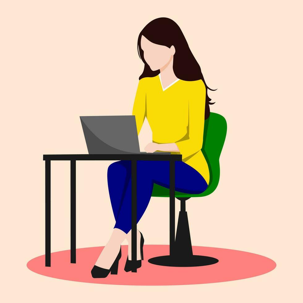 woman with laptop working vector design