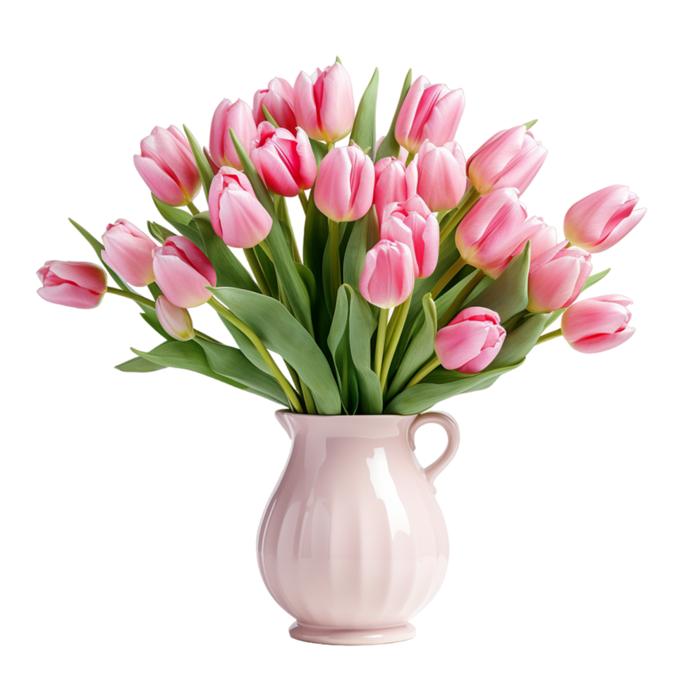 Bouquet of tulips pink tulips in vase ai generative png