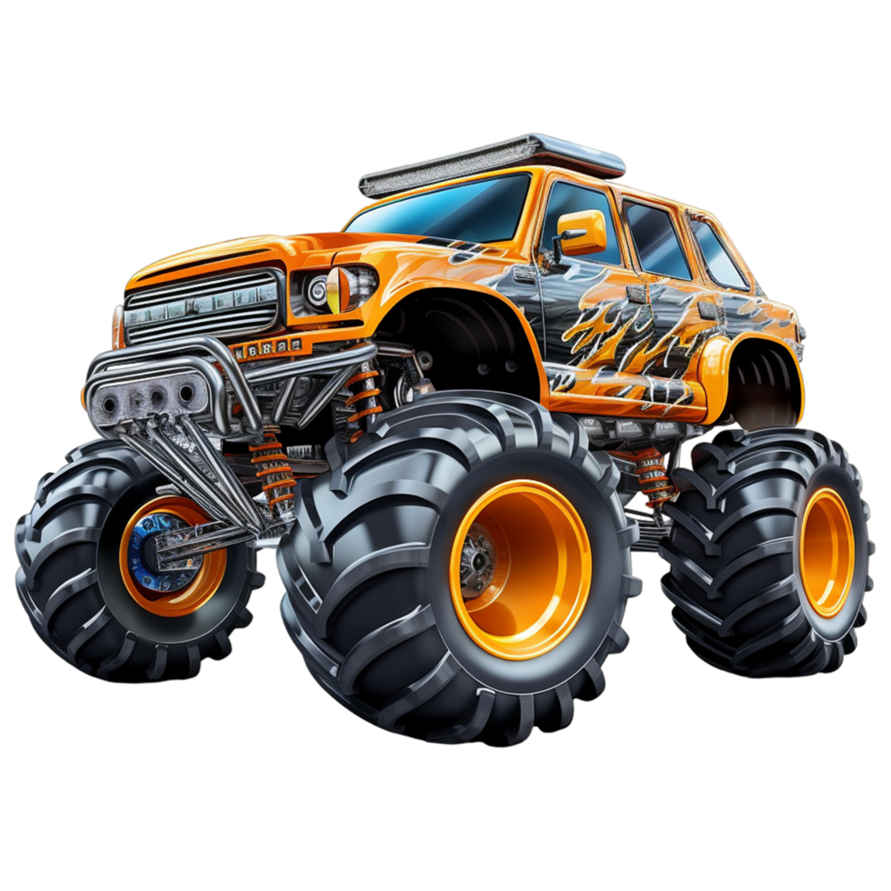 watercolor monster truck ai generative png