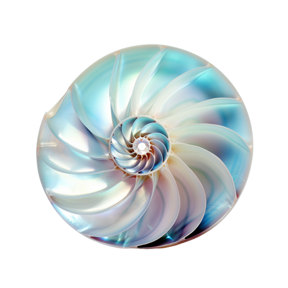 hermosa brillante nacarado nautilo cáscara nautilo pompilio aislado playa elemento con madre de perla superficie para tu océano, verano o Boda flatlays ai generativo png