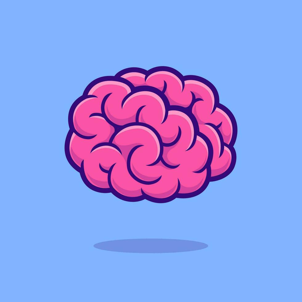 Brain Cartoon Vector Icon Illustration. Education Object Icon  Concept Isolated Premium Vector. Flat Cartoon Style