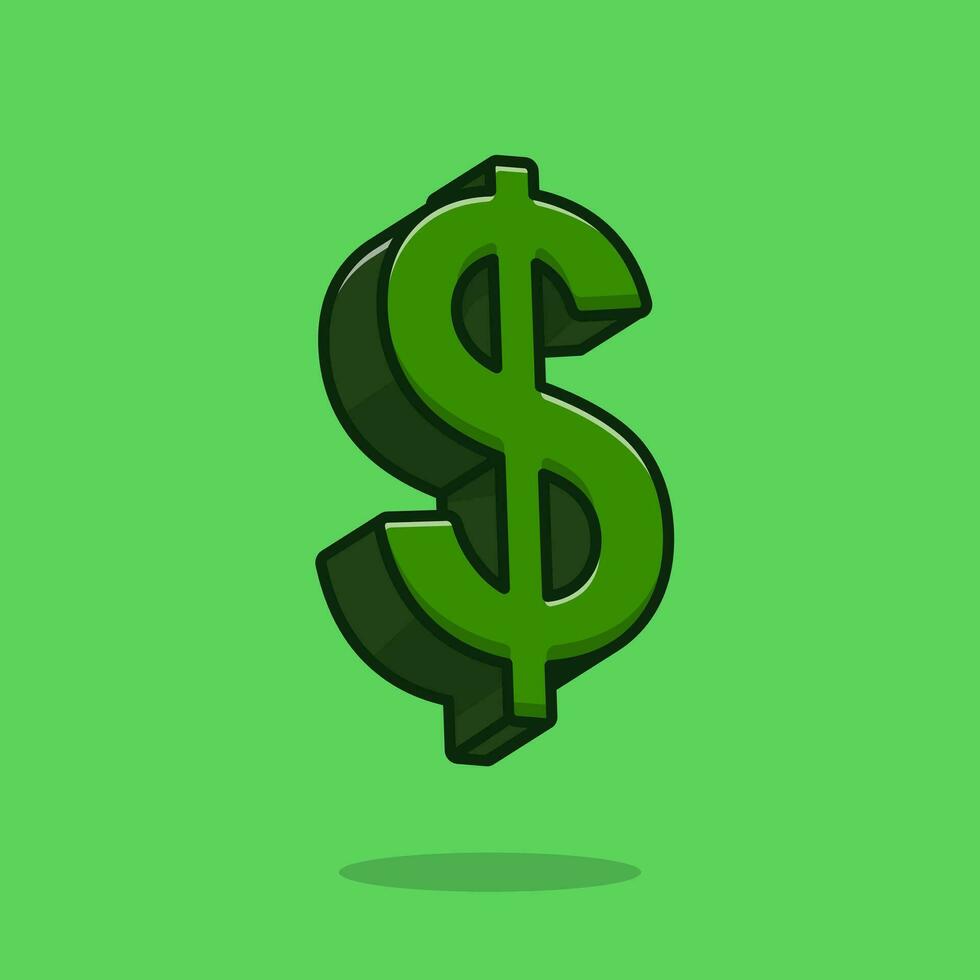 Dollar Sign Cartoon Vector Icon Illustration. Finance Object  Icon Concept Isolated Premium Vector. Flat Cartoon Style