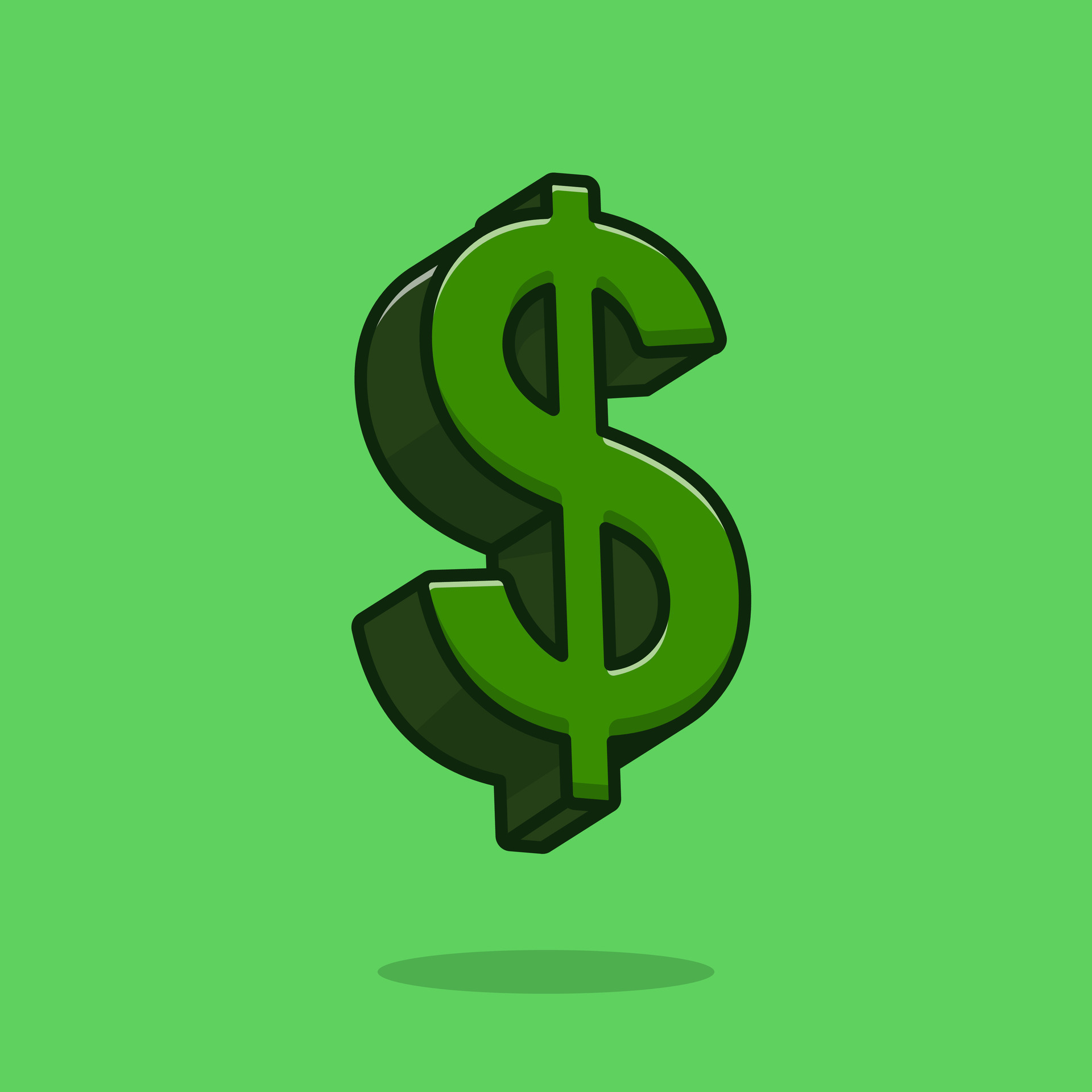 Dollar Sign Cartoon Vector Icon Illustration. Finance Object Icon