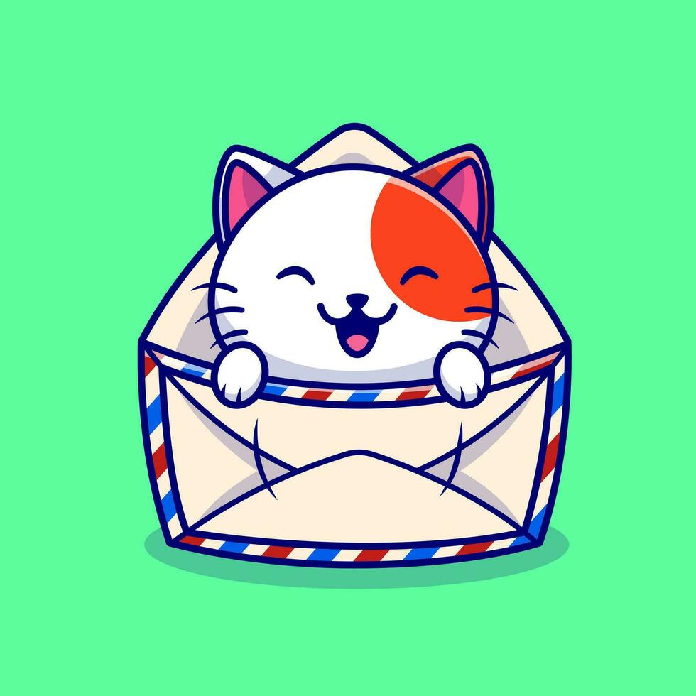 Cute Cat In Envelope Cartoon Vector Icon Illustration. Animal  Object Icon Concept Isolated Premium Vector. Flat Cartoon  Style