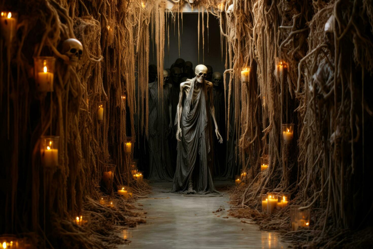 Artistic Halloween door decorations showcasing eerie yet captivating creativity photo