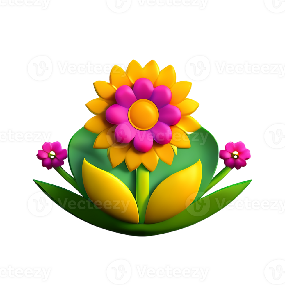 boho flowers 3d rendering icon illustration png