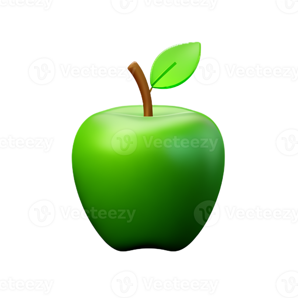 green apple 3d rendering icon illustration png