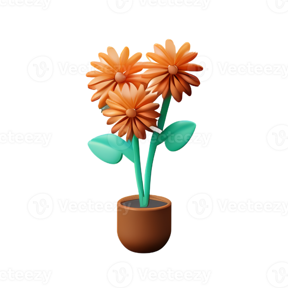 dried flowers 3d rendering icon illustration png