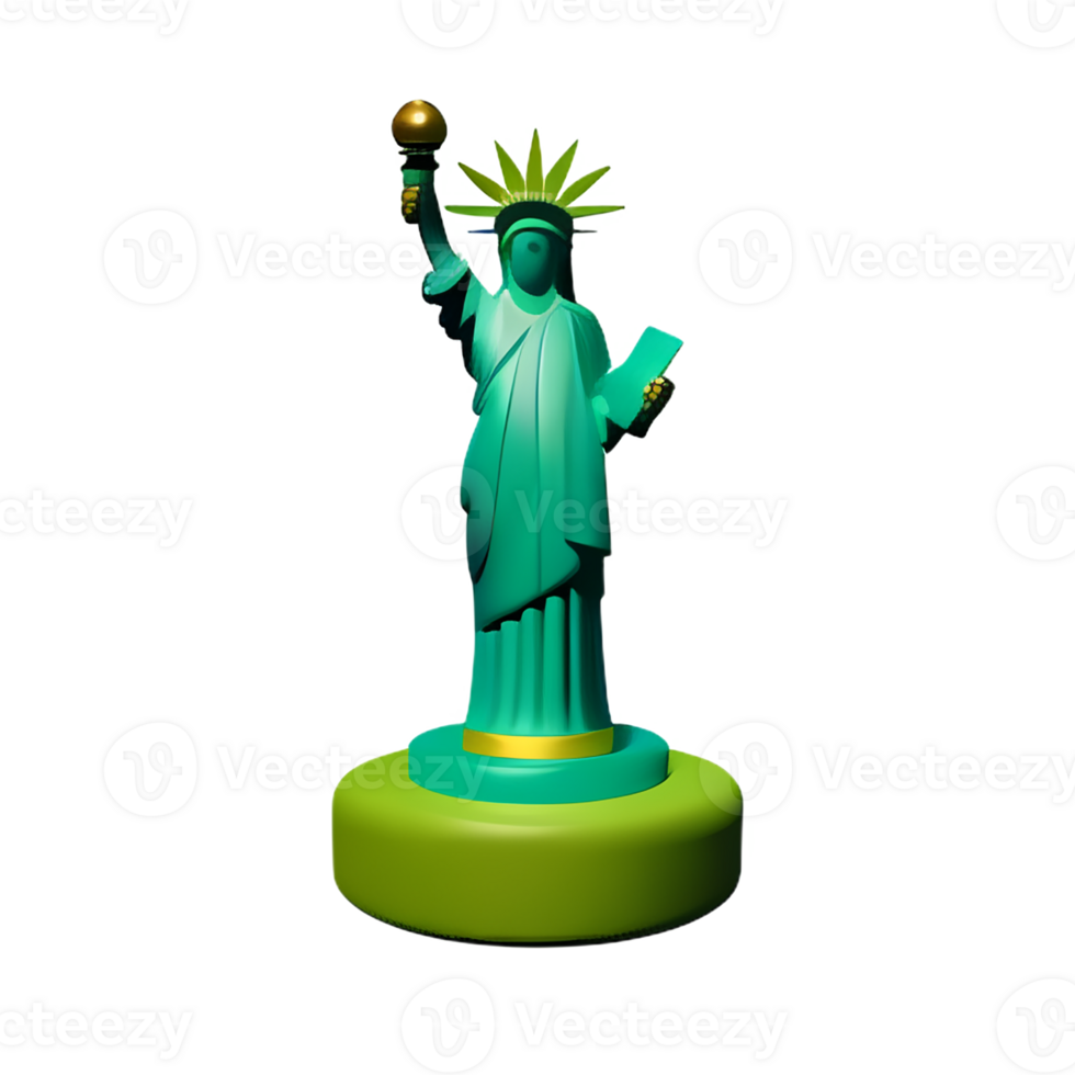 statue of liberty 3d rendering icon illustration png