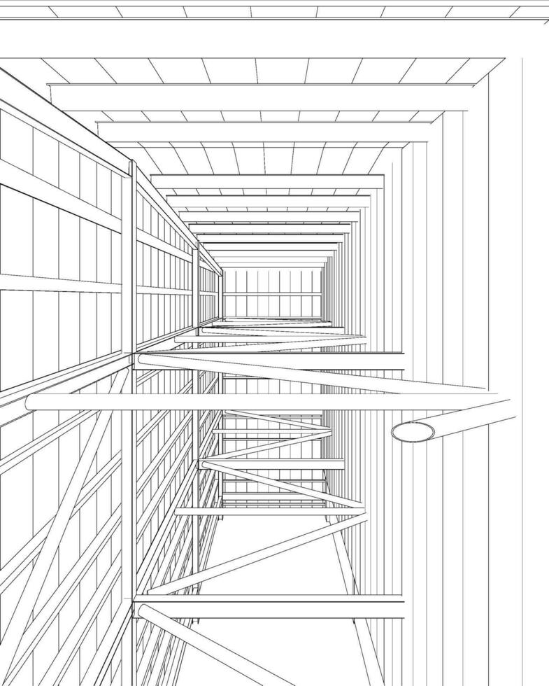 3D illustration of building structure vector