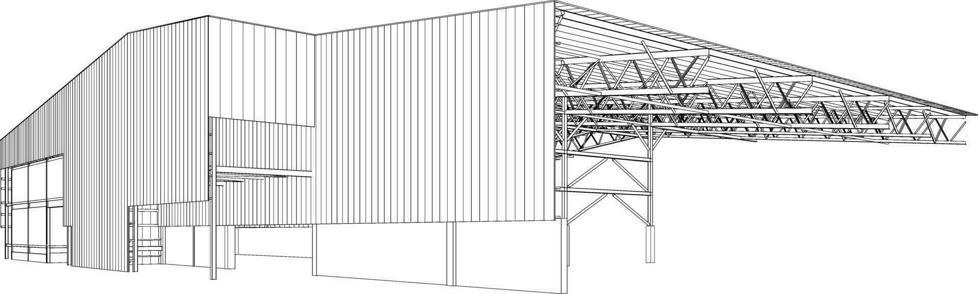 3D illustration of building structure vector