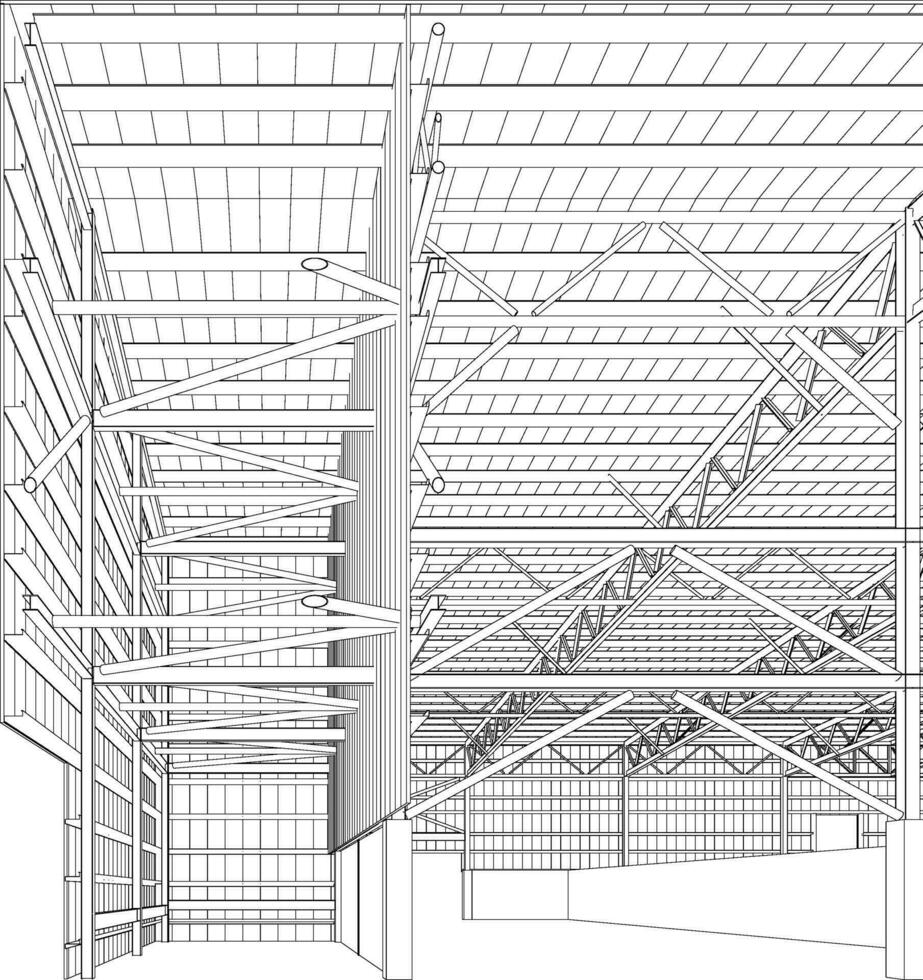 3D illustration of building structure vector