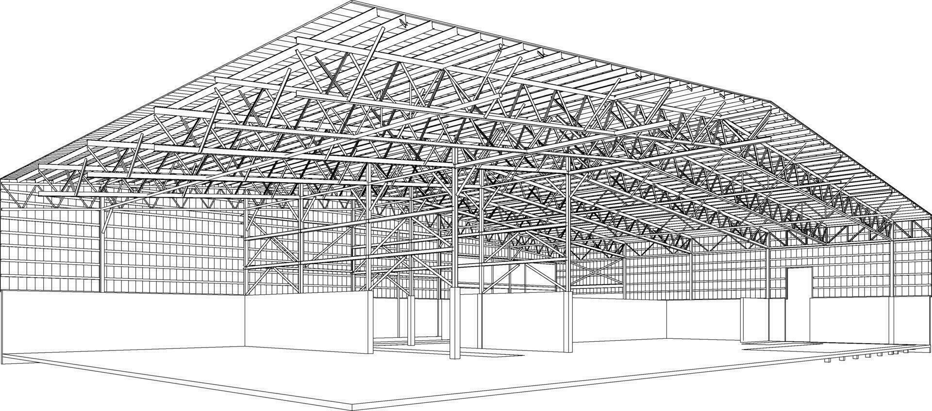 3D illustration of building structure vector
