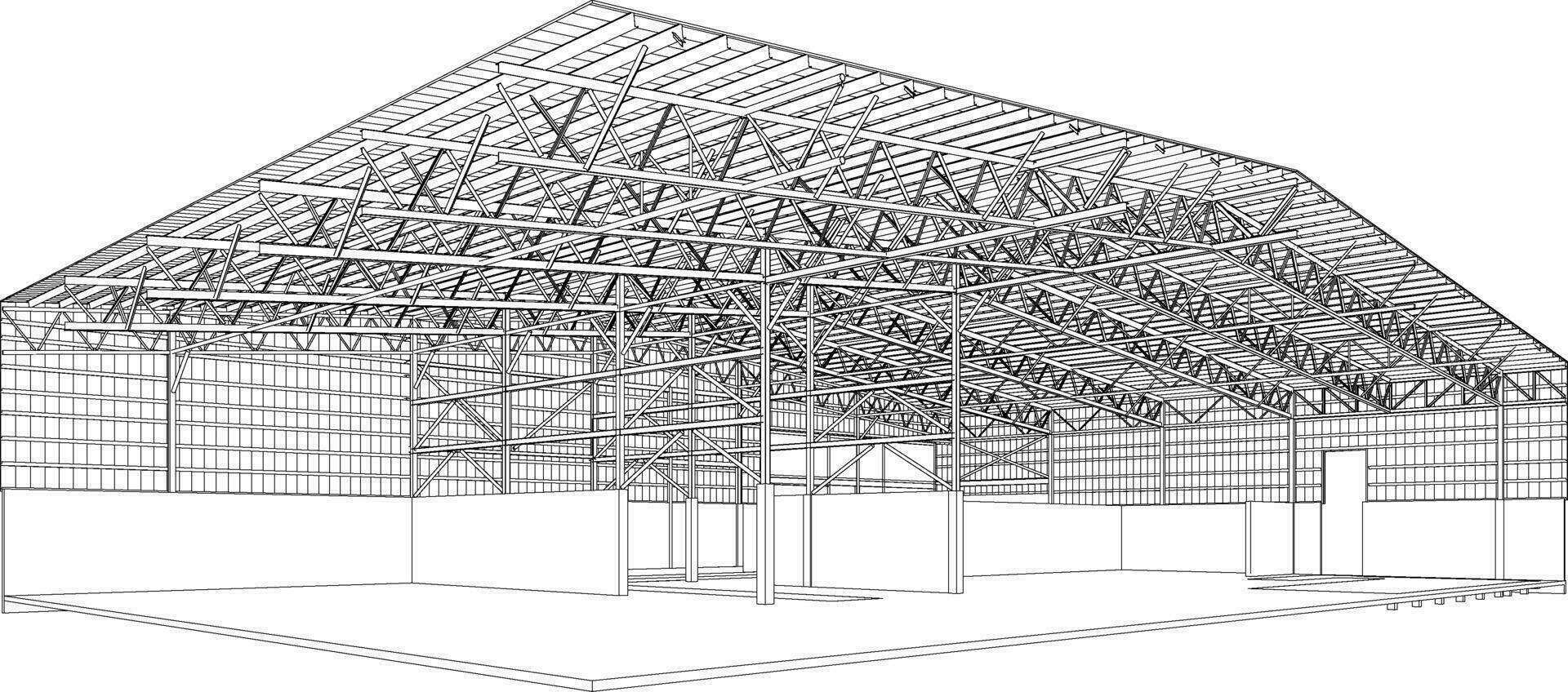 3D illustration of building structure vector