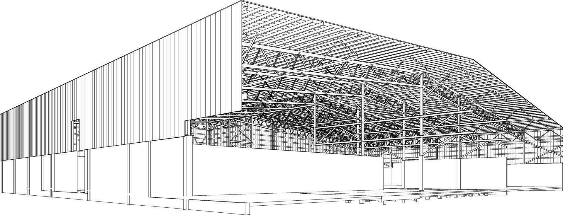 3D illustration of building structure vector