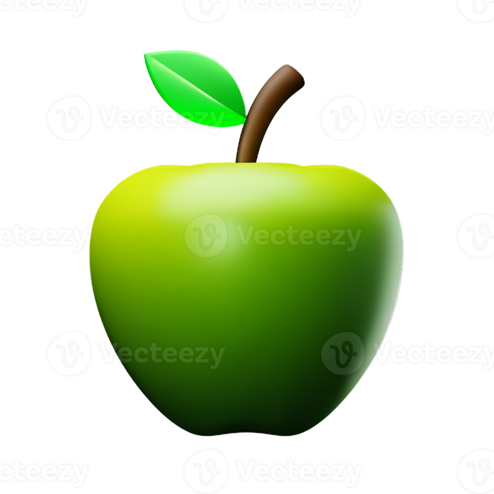 green apple 3d rendering icon illustration png