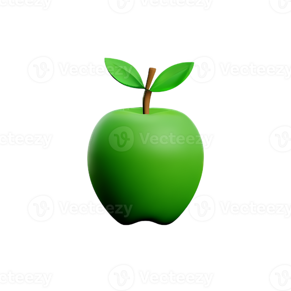green apple 3d rendering icon illustration png