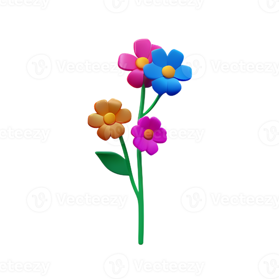 boho flowers 3d rendering icon illustration png