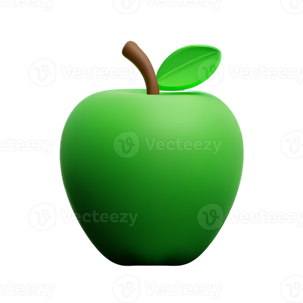 green apple 3d rendering icon illustration png