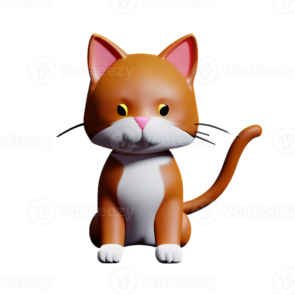 cat cartoon 3d rendering icon illustrationashionable illustration png