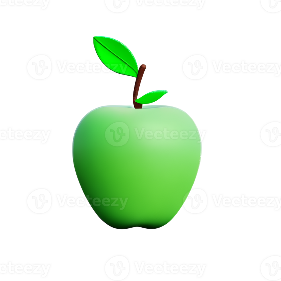 green apple 3d rendering icon illustration png