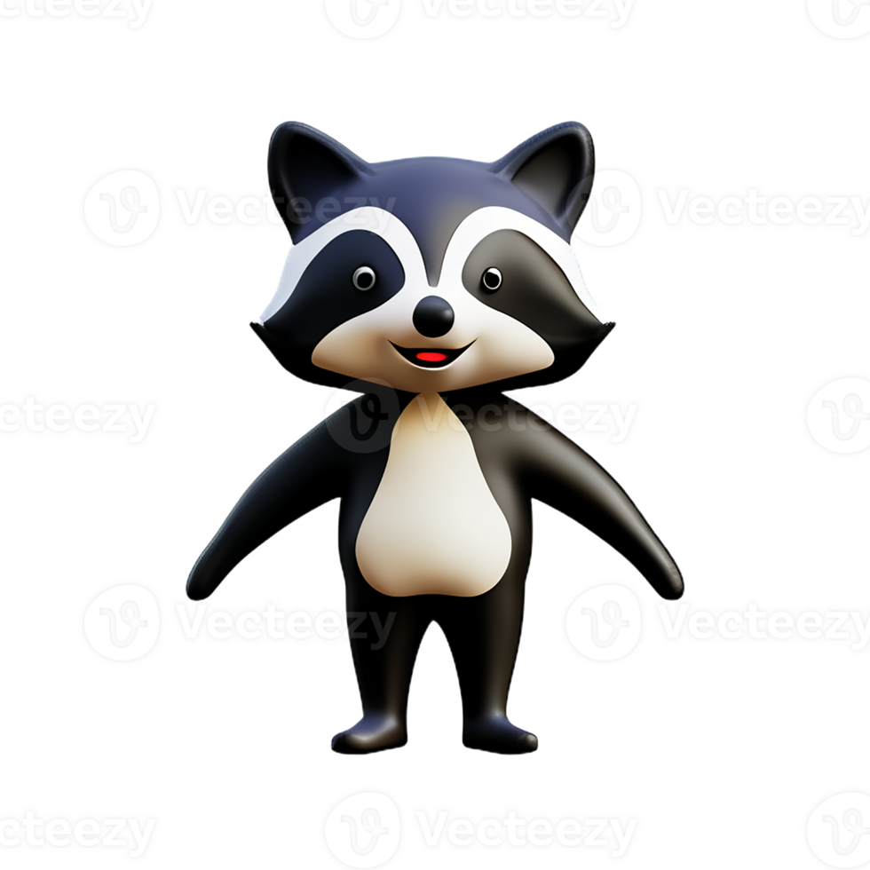 raccoon 3d rendering icon illustration png