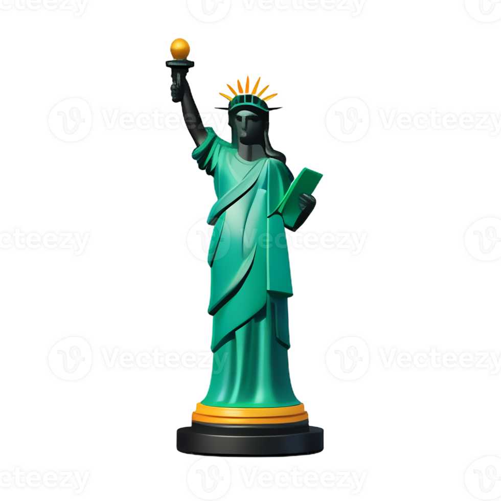 statue of liberty 3d rendering icon illustration png