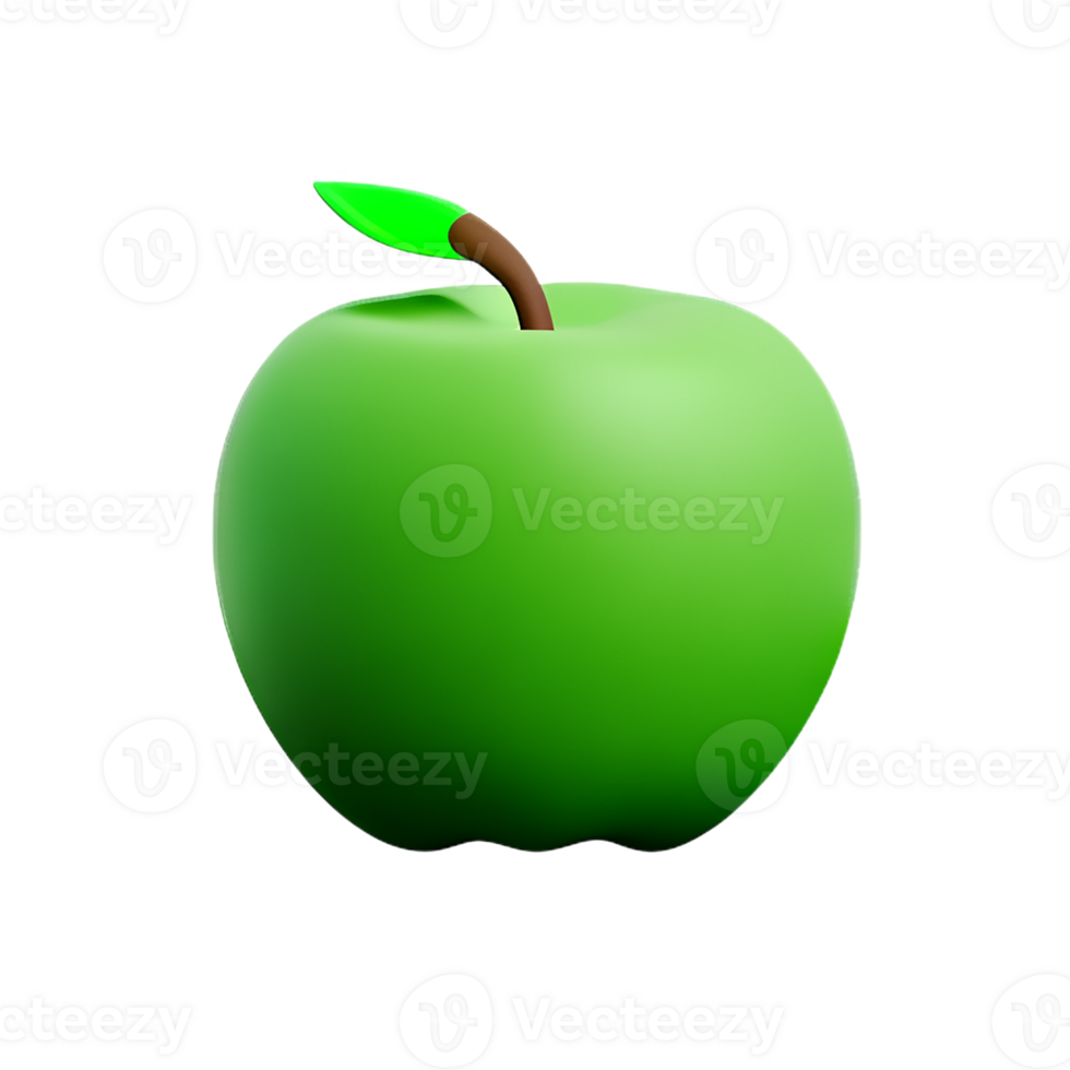 green apple 3d rendering icon illustration png