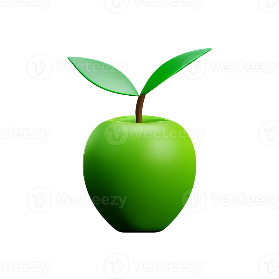 green apple 3d rendering icon illustration png