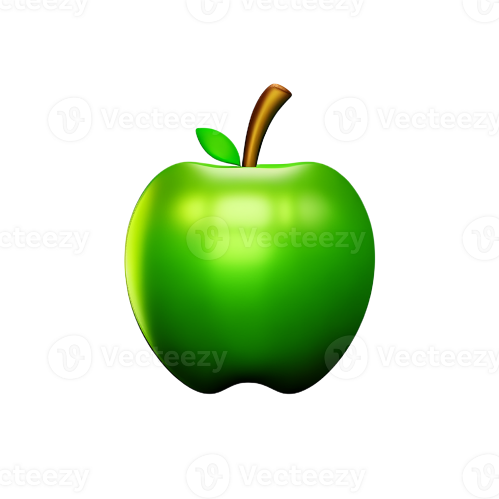 green apple 3d rendering icon illustration png