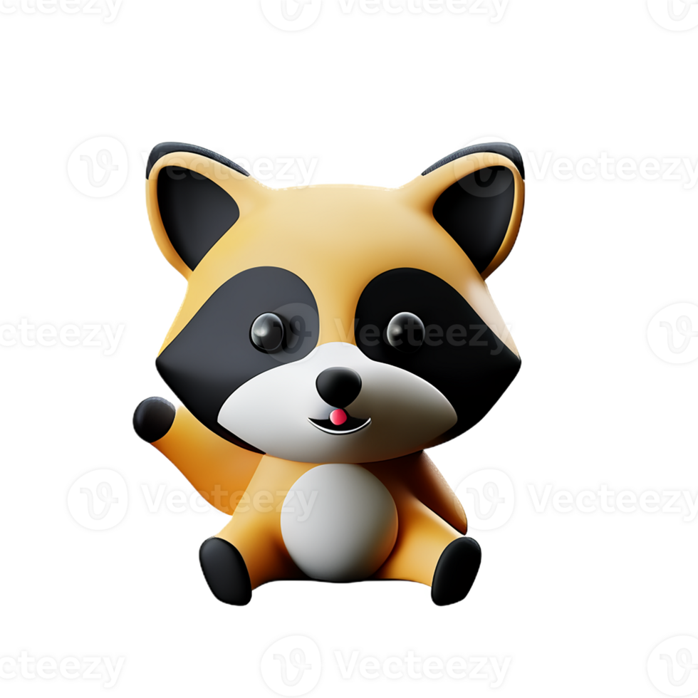 raccoon 3d rendering icon illustration png