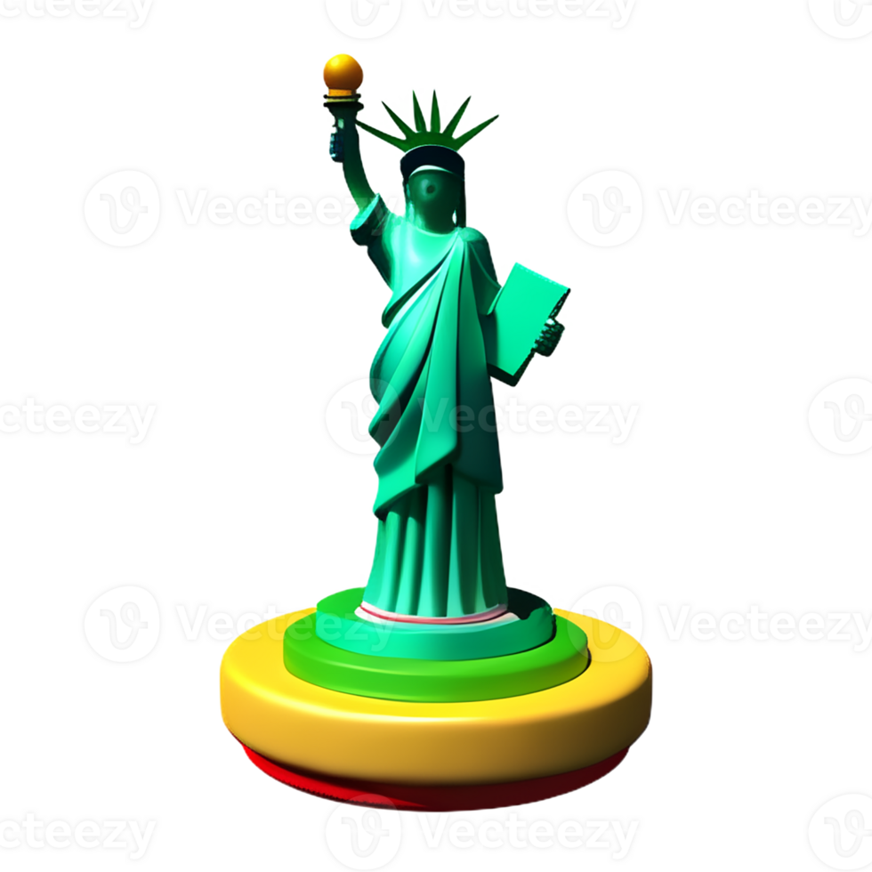 statue of liberty 3d rendering icon illustration png
