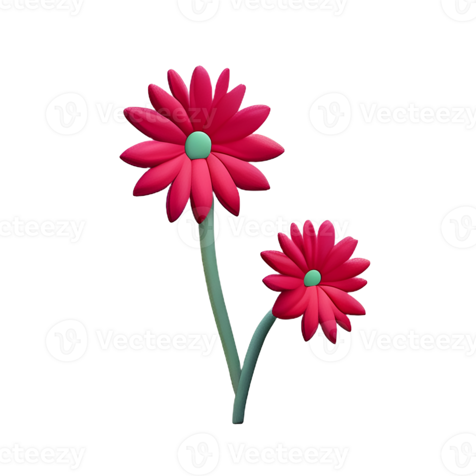 boho flowers 3d rendering icon illustration png