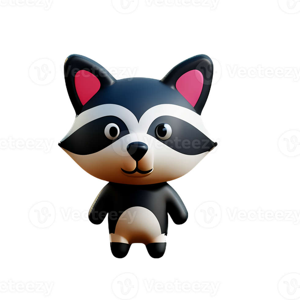 raccoon 3d rendering icon illustration png