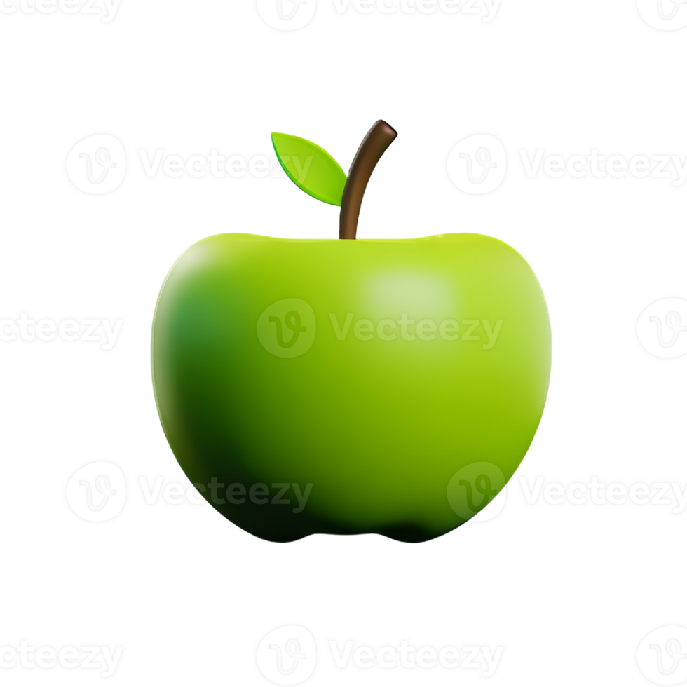 verde manzana 3d representación icono ilustración png