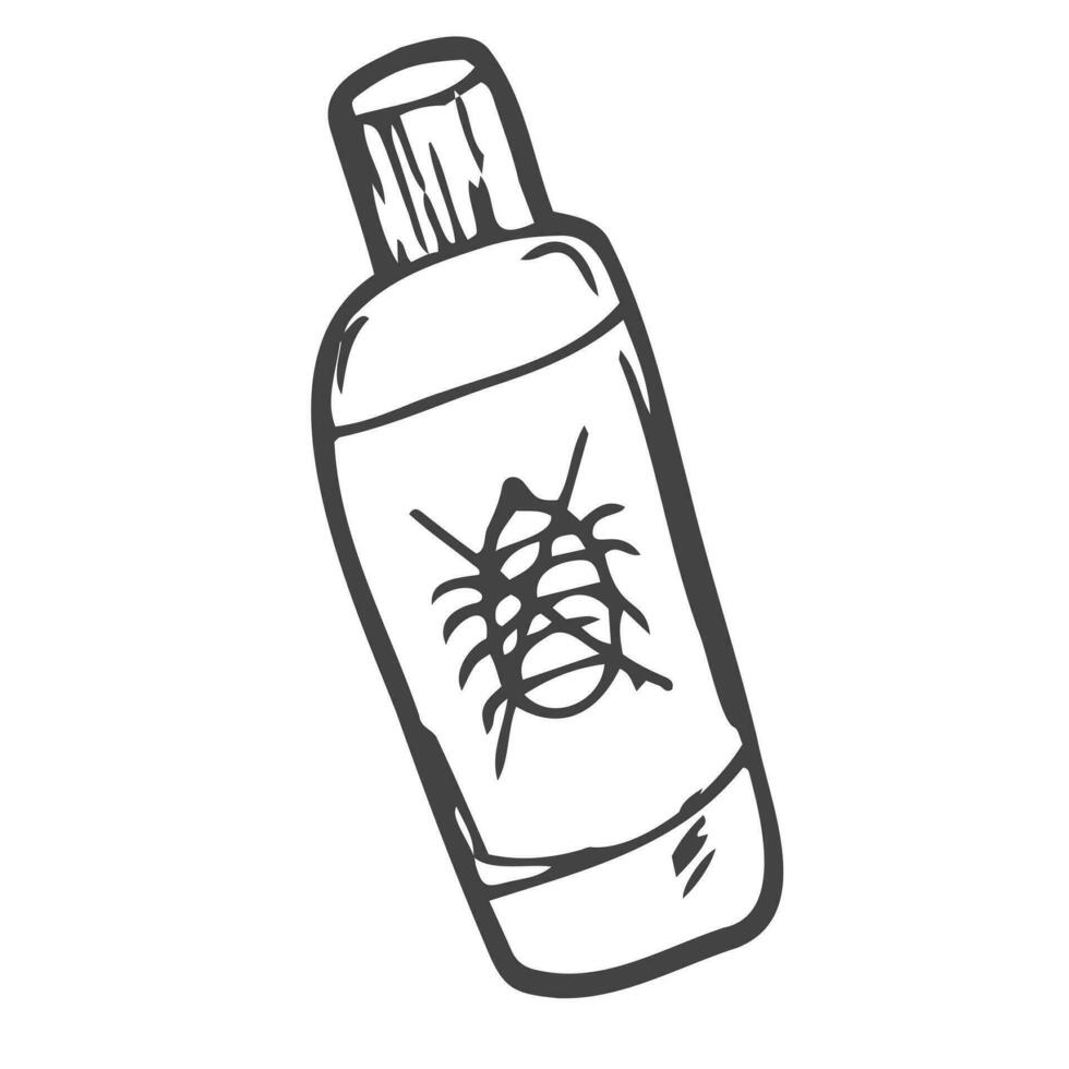 Pet perfume, cat and dog head shampoo on the label. Doodle isolated outline objects on white. vector