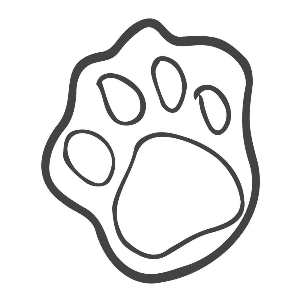 Footprint pet. Paw prints. Dog or cat vector, icon. Foot puppy isolated on white background. Black silhouette paw. Cute shape paw print. Walks for design. Animal track. Trace foot dog, cat. Vector