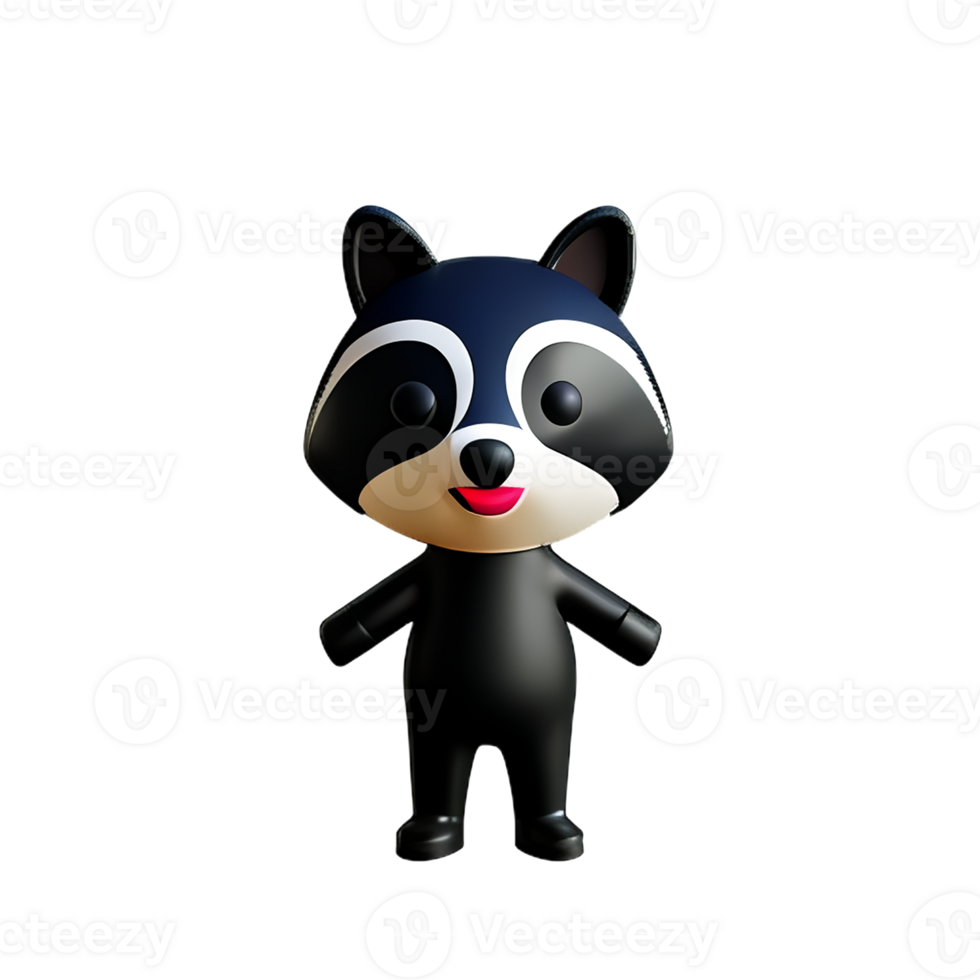 raccoon 3d rendering icon illustration png