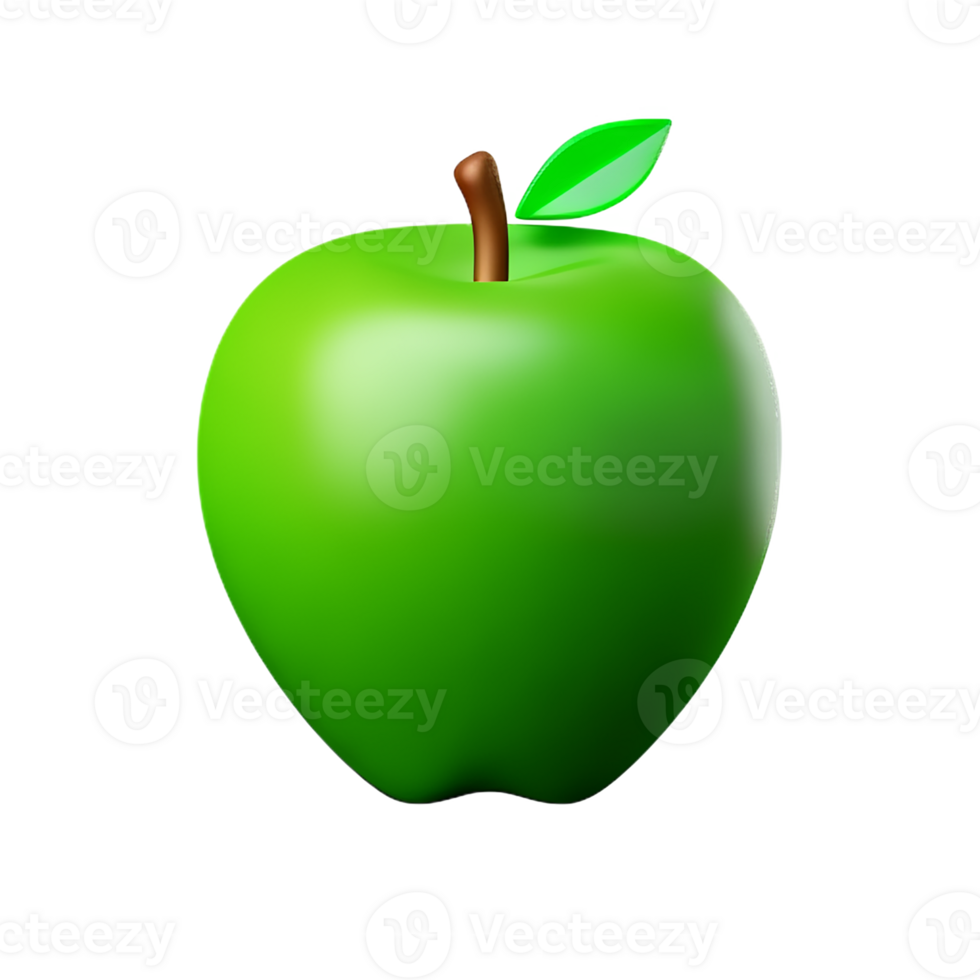 green apple 3d rendering icon illustration png