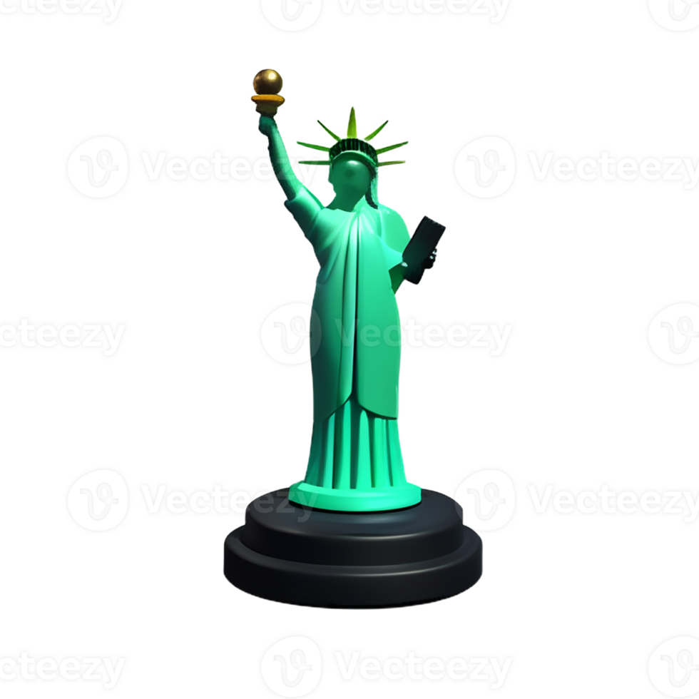statue of liberty 3d rendering icon illustration png