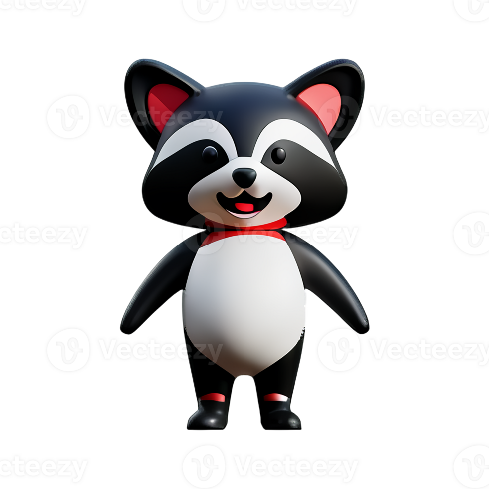 raccoon 3d rendering icon illustration png
